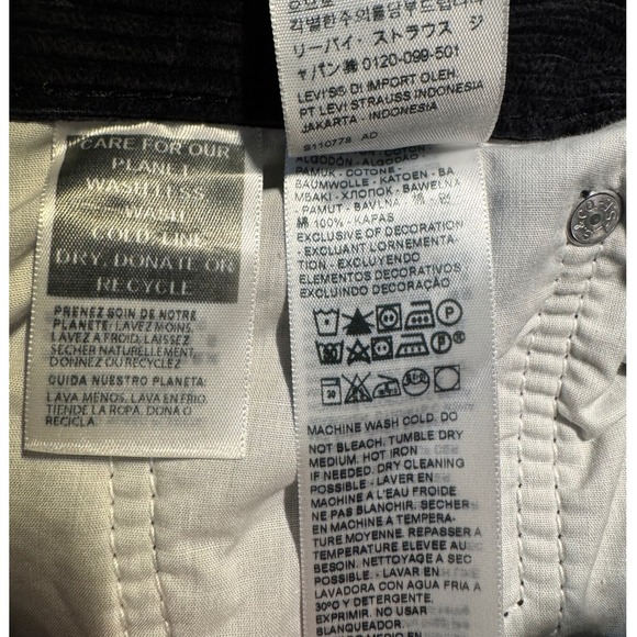 Levi's Low Pro‎ Corduroy Pants Mens 31x30 Black Straight Leg Mid Rise Jeans - Picture 4 of 8